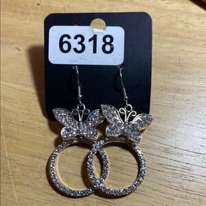Elegant Butterfly Hoop Earrings in Silver